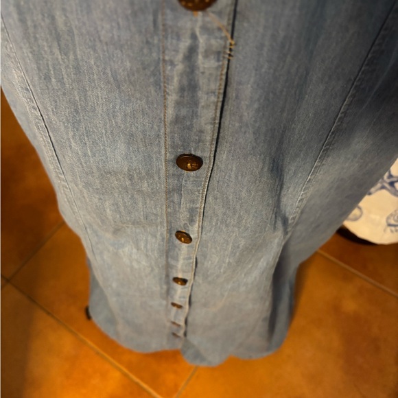 *Denim Button-Down Maxi Dress by angler. Pockets in the front, collar nic… - Picture 5 of 9